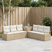 vidaXL Soffset 7 st Beige och krämvit Poly Rattan och stål