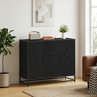 vidaXL Sideboard Svart ek 92 x 35 x 76 cm Konstruerat trä