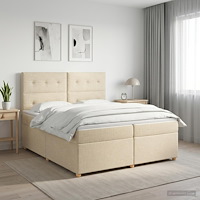 vidaXL Kontinentalsäng med madrass Gräddvit 200 x 200 cm Tyg