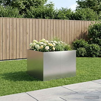 vidaXL Trädgårdsplanterare Silver 80 x 80 x 60 cm Rostfritt stål