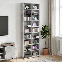 vidaXL CD Skåp Betonggrå 65 x 23,5 x 175 cm Konstruerat trä
