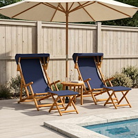 vidaXL Deck Chair 4 st 3 Position Massiv Eukalyptus Trä Blå