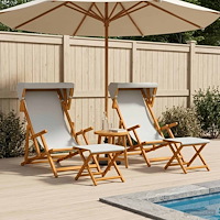 vidaXL Deck Chair 4 st 3 Position Massiv Eukalyptus Trä Gräddvit