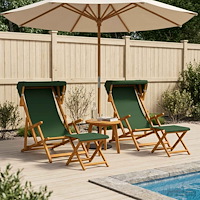 vidaXL Deck Chair 4 st 3 Position Massiv Eukalyptus Trä Grön