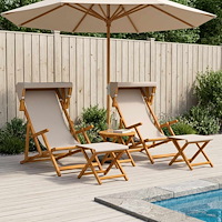 vidaXL Deck Chair 4 st 3 Position Massiv Eukalyptus Trä Beige