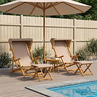 vidaXL Deck Chair 4 st 3 Position Massiv Eukalyptus Trä Taupe
