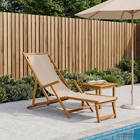 vidaXL Hopfällbar solstol Massiv Eukalyptus Trä Beige