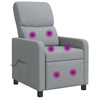 vidaXL Massagefåtölj Ljusgrå Tyg