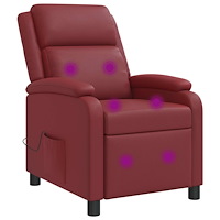 vidaXL Massagefåtölj Vinröd Konstläder