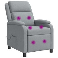 vidaXL Massagefåtölj Ljusgrå Tyg