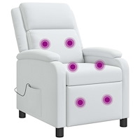vidaXL Massagefåtölj Vit Tyg