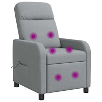 vidaXL Massagefåtölj Ljusgrå Tyg