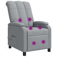 vidaXL Massagefåtölj Ljusgrå Tyg