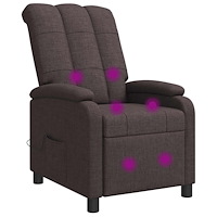vidaXL Massagefåtölj Mörkbrun Tyg
