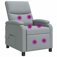 vidaXL Massagefåtölj Ljusgrå Tyg