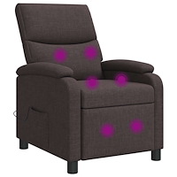 vidaXL Massagefåtölj Mörkbrun Tyg