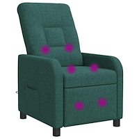 vidaXL Massagefåtölj Mörkgrön Tyg