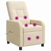 vidaXL Massagefåtölj Gräddvit Tyg