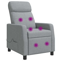 vidaXL Massagefåtölj Ljusgrå Tyg