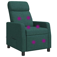 vidaXL Massagefåtölj Mörkgrön Tyg