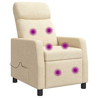 vidaXL Massagefåtölj Gräddvit Tyg