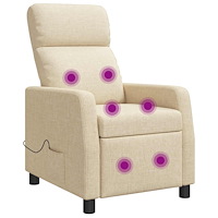 vidaXL Massagefåtölj Gräddvit Tyg