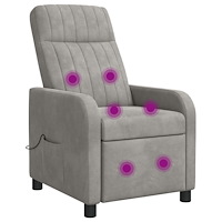 vidaXL Massagefåtölj Ljusgrå Sammet (V)