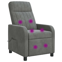 vidaXL Massagefåtölj Mörkgrå Sammet (V)