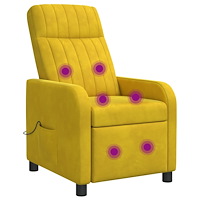 vidaXL Massagefåtölj Gul Sammet (V)