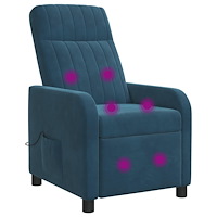 vidaXL Massagefåtölj Blå Sammet (V)