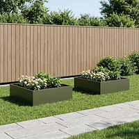 vidaXL Trädgårdsplanterare 2 st Olivgrön 100 x 100 x 30 cm