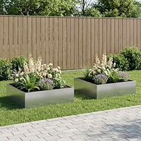 vidaXL Trädgårdsplanterare 2 st Silver 100 x 100 x 30 cm
