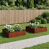 vidaXL Trädgårdsplanterare 2 st Rostig 100 x 100 x 30 cm
