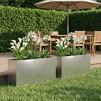 vidaXL Trädgårdsplanterare 2 st Silver 100 x 30 x 40 cm Rostfritt stål