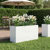 vidaXL Trädgårdsplanterare Vit 100 x 30 x 50 cm Kallvalsat stål
