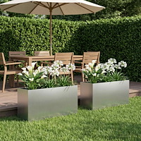vidaXL Trädgårdsplanterare 2 st Silver 100 x 30 x 50 cm