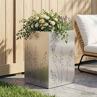 vidaXL Trädgårdsplanterare Silver 50 x 50 x 75 cm Rostfritt stål