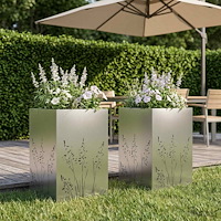 vidaXL Trädgårdsplanterare 2 st Silver 50 x 50 x 75 cm Rostfritt stål