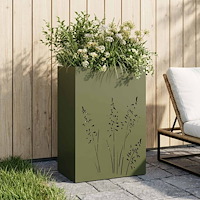 vidaXL Trädgårdsplanterare Olivgrön 50 x 30 x 75 cm Kallvalsat stål