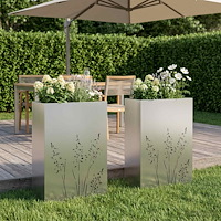 vidaXL Trädgårdsplanterare 2 st Silver 50 x 30 x 75 cm Rostfritt stål
