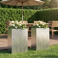vidaXL Trädgårdsplanterare 2 st Silver 50 x 30 x 75 cm