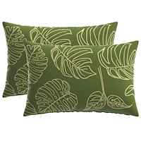 vidaXL Kuddöverdrag 2 st HEERLEN Bladdesign 50 x 80 cm Polyester