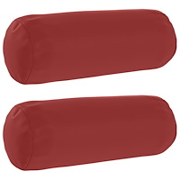vidaXL Kuddöverdrag 2 st HEERLEN Vinröd Ø 15 x 40 cm Polyester