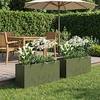 vidaXL Trädgårdsplanterare 2 st Olivgrön 100 x 20 x 49 cm