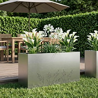 vidaXL Trädgårdsplanterare Silver 100 x 20 x 49 cm Rostfritt stål