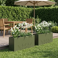 vidaXL Trädgårdsplanterare 2 st Olivgrön 100 x 30 x 49 cm