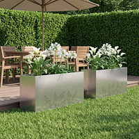 vidaXL Trädgårdsplanterare 2 st Silver 100 x 30 x 49 cm Rostfritt stål