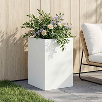 vidaXL Trädgårdsplanterare Vit 40 x 40 x 60 cm Kallvalsat stål