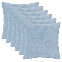 vidaXL Kuddöverdrag 6 st HEERLEN Ljusblå 35 x 35 cm Faux Kaninpäls