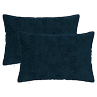 vidaXL Kuddöverdrag 2 st HEERLEN Mörkblå 40 x 60 cm Faux Kaninpäls